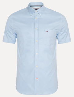 Camisa Tommy Hilfiger Masculina Manga Curta Light Oxford Azul Claro