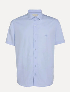 Camisa Dudalina Masculina Manga Curta Slim Wrinkle Free Azul Claro