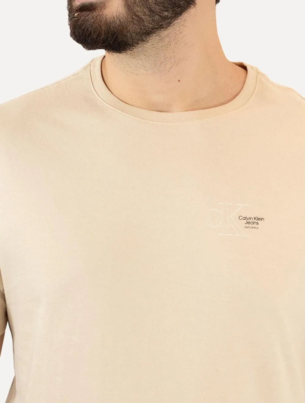 Camiseta Calvin Klein Jeans Naturals Outline CK Logo Cáqui Claro