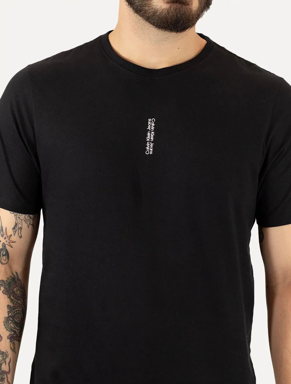 Camiseta Calvin Klein Jeans Masculina Vertical Mirror Preta