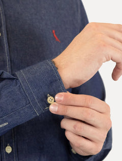 Camisa Reserva Masculina Jeans Easy Oxford Blue Denim Azul Índigo
