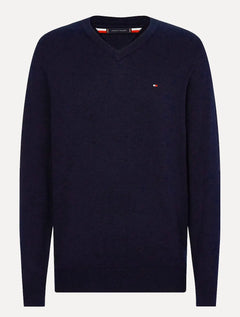 Suéter Tommy Hilfiger Masculino Signature V-Neck Azul Marinho