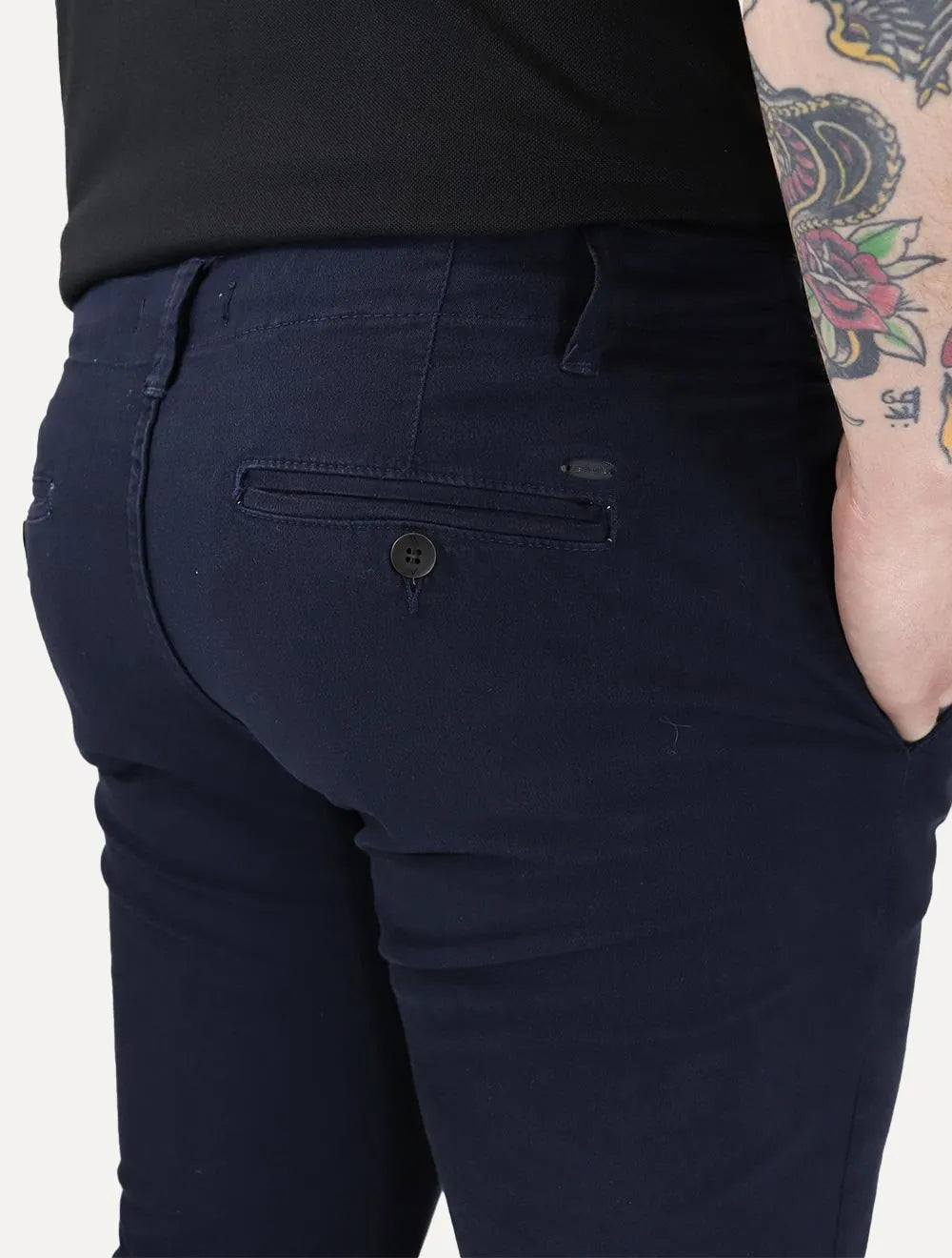 Calça Aramis Masculina Chino Sarja Classica Button Azul Marinho