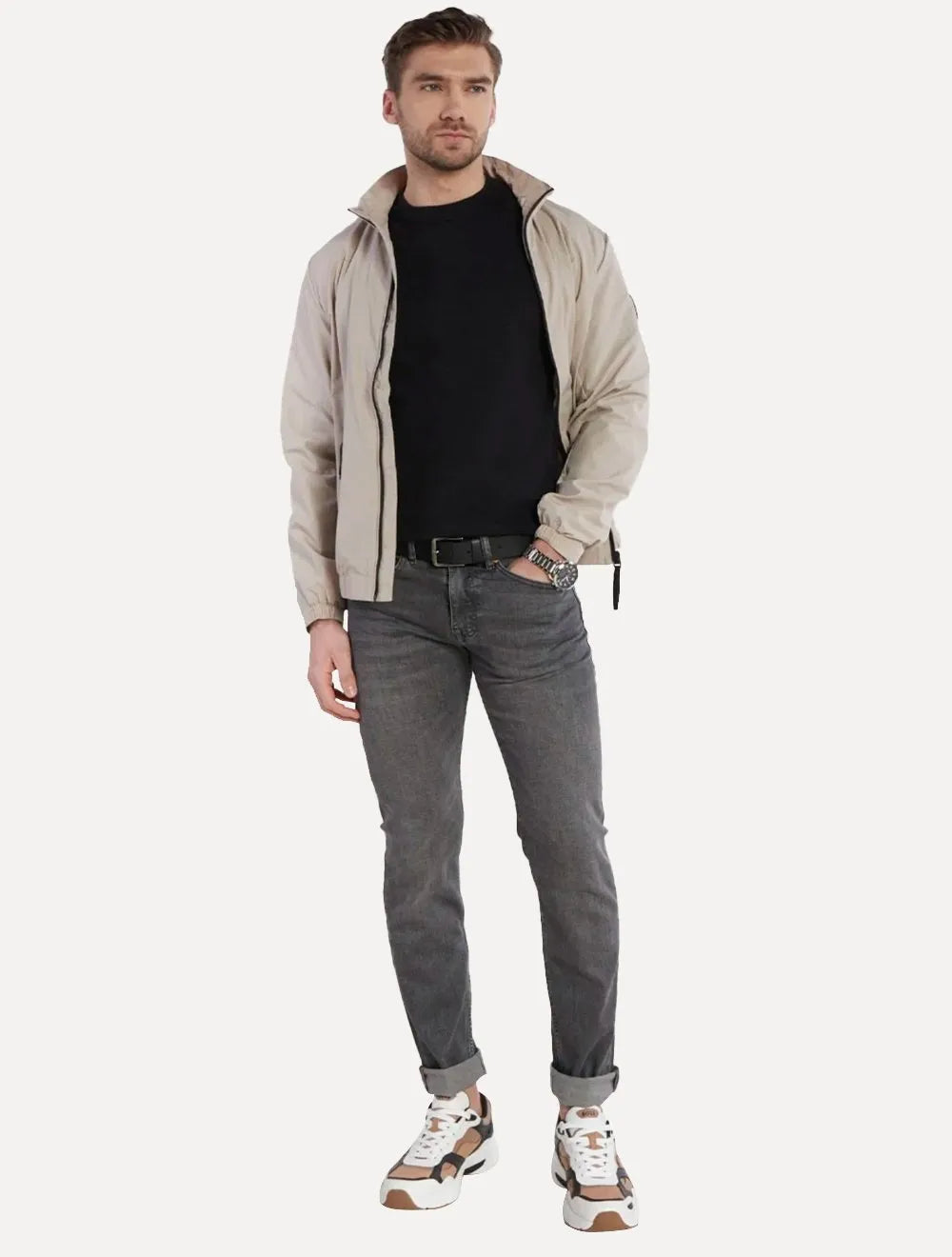 Moletom Calvin Klein Masculino Crewneck Piquet Tag Jogger Preto
