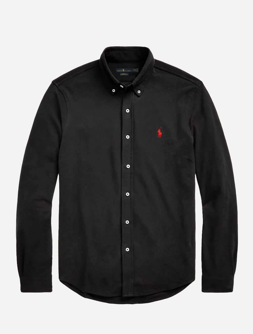 Camisa Ralph Lauren Masculina Slim Fit Stretch Oxford Red Logo Preta