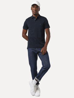 Polo Tommy Hilfiger Masculina Slim Piquet 1985 Azul Marinho