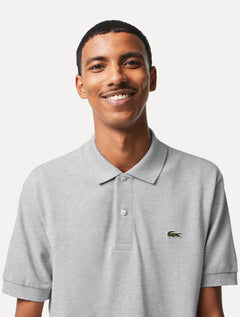 Polo Lacoste Masculina Classic Fit Mescla Cinza Mescla Claro