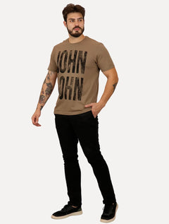 Camiseta John John Masculina Regular John Plaque Marrom