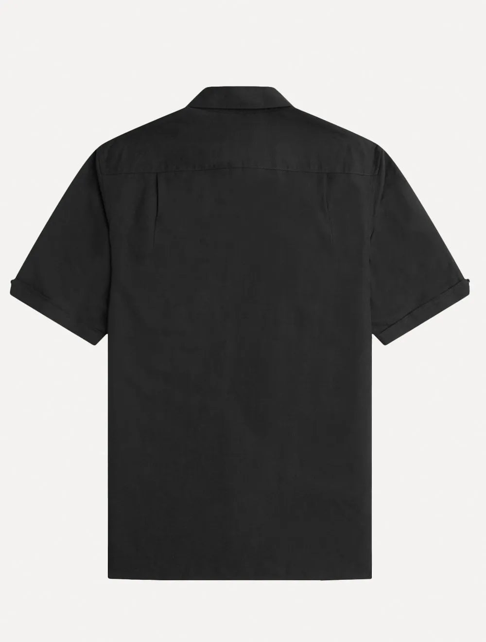 Camisa Fred Perry Masculina Manga Curta Linen Blend Verde Escuro