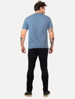 Camiseta Aramis Masculina Basic Lisa Mono Icon Azul Índigo Mescla