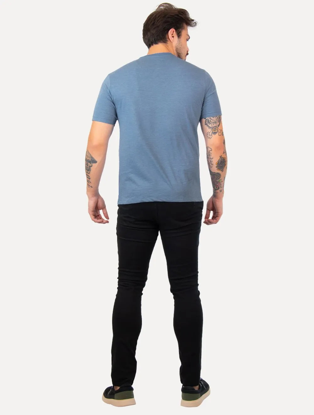 Camiseta Aramis Masculina Basic Lisa Mono Icon Azul Índigo Mescla