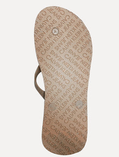 Chinelo Calvin Klein Jeans Logo Flow Blue Cáqui Médio