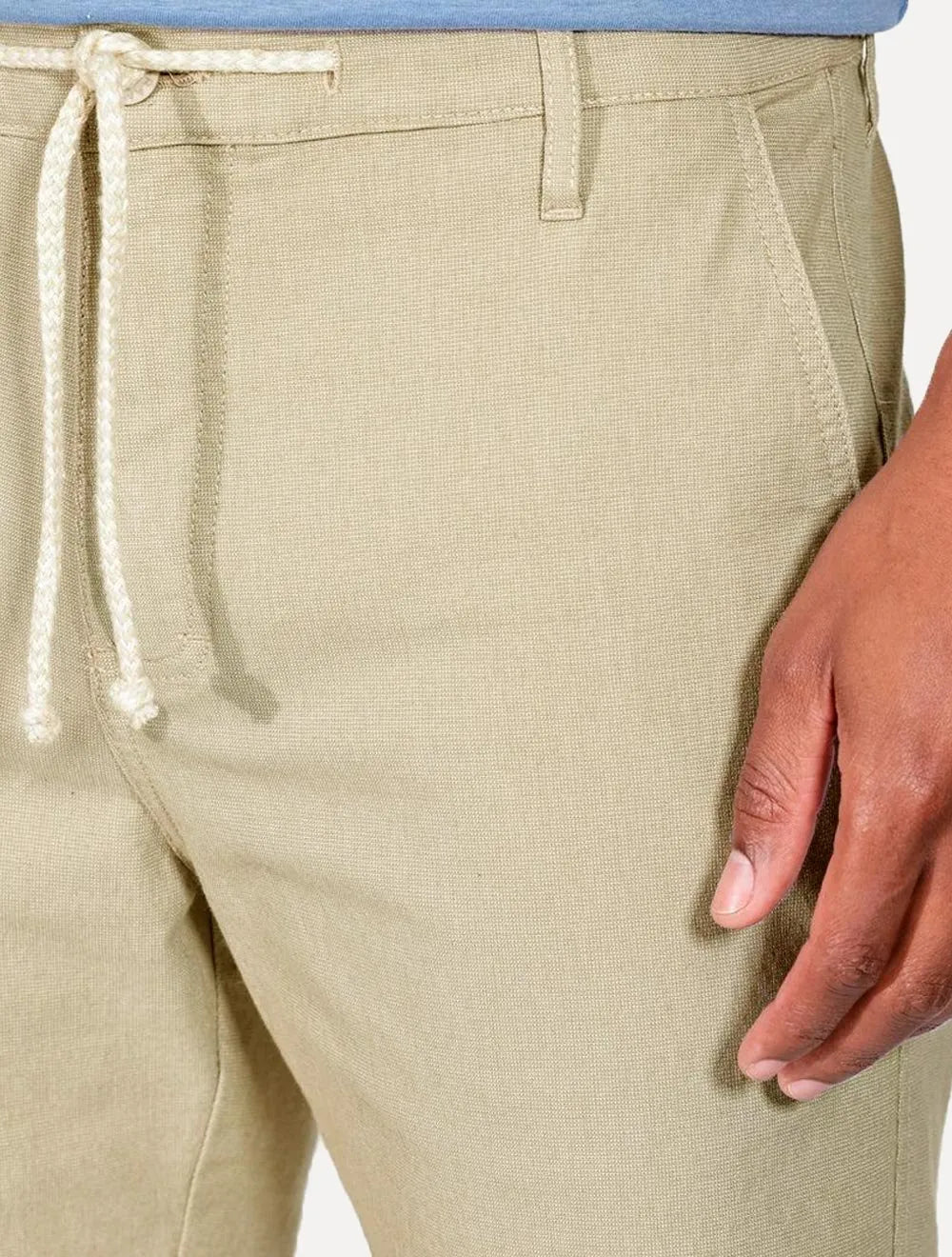 Bermuda Aramis Masculina Chino Cotton Sarja Cadarço Cáqui Mescla