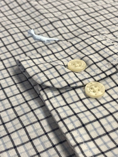 Camisa Reserva Masculina Office Enxuto Grid Duplo Dust Azul