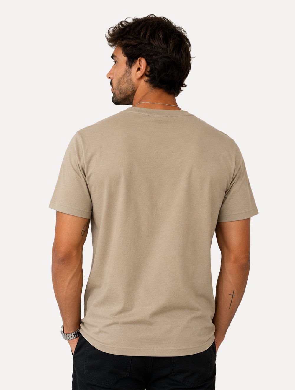 Camiseta Calvin Klein Jeans Masculina Logo New York Cáqui Médio