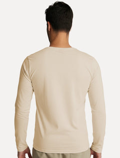 Camiseta King & Joe Masculina Manga Longa Basic Dark Small Logo Areia