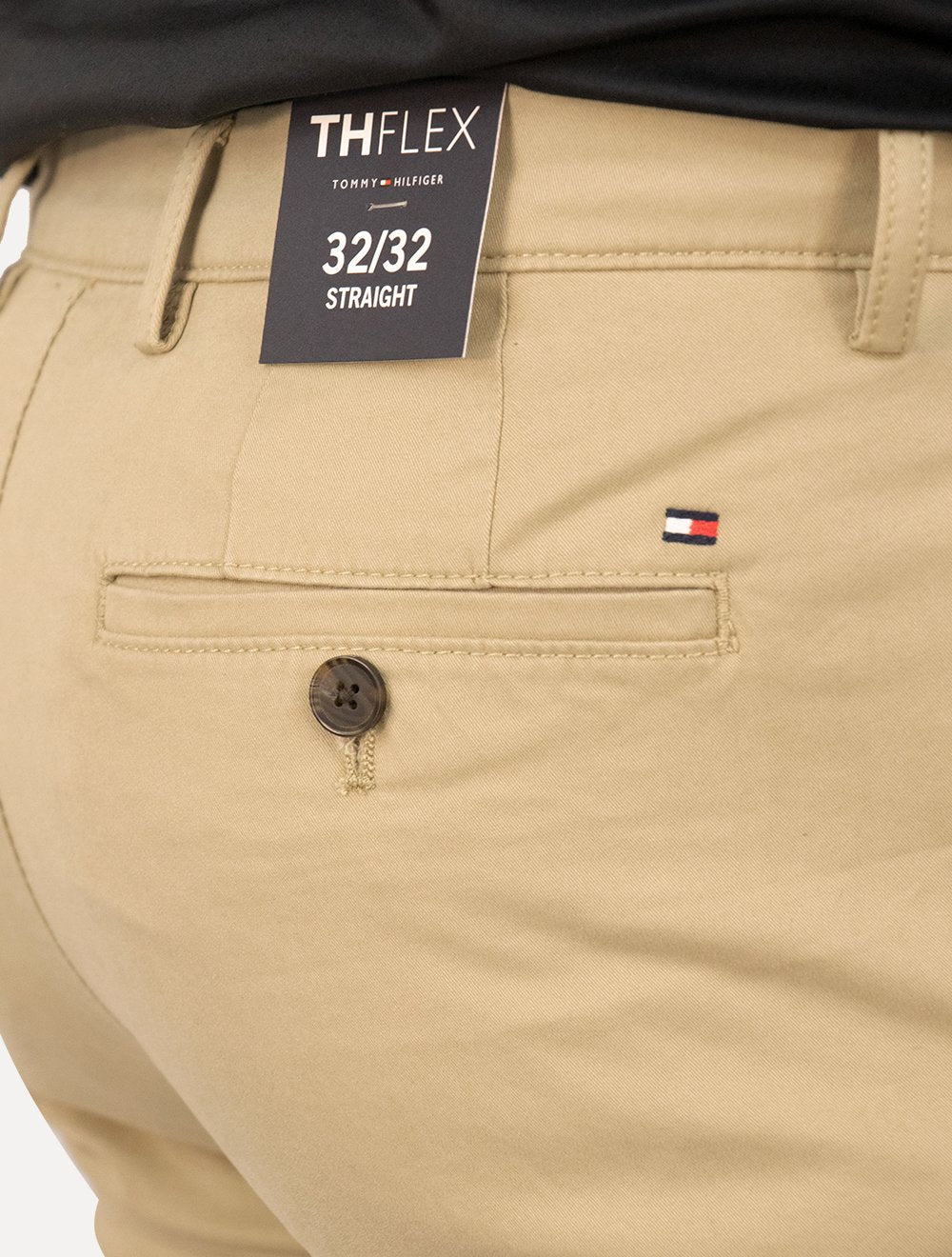 Calça Tommy Hilfiger Masculina Custom Fit THFlex Chino Stretch Cáqui