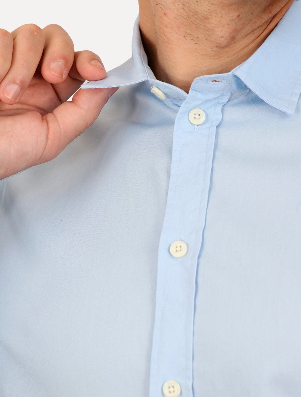 Camisa Tommy Jeans Masculina Slim Original Stretch Azul Claro