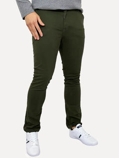 Calça Aramis Masculina Sarja Chino Regular Color Comfort Verde Escuro