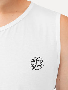 Regata King & Joe Masculina Logomania Circle Script Peito Branco