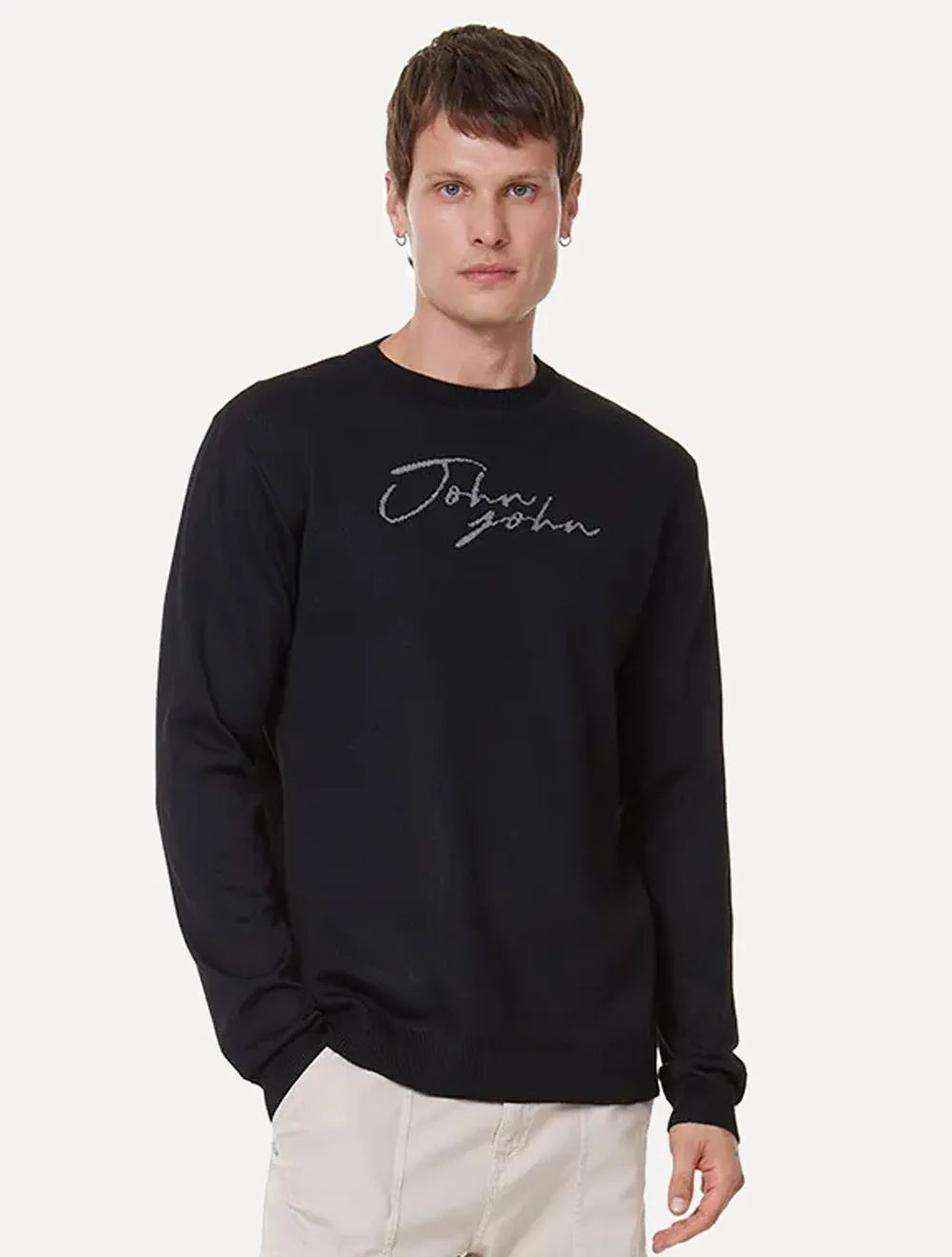 Tricot John John Masculino J Script Preto