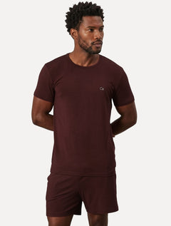 Pijama Calvin Klein Curto Bermuda Modal CK Logo Grande Bordô