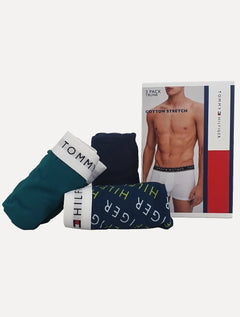 Kit Cuecas Tommy Hilfiger Cotton Stretch Trunk Repeat Colors Azul 3UN