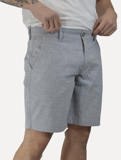 Bermuda Sergio K Masculina Chino Sarja Elastano Cinza Mescla