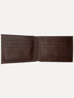 Carteira King & Joe Masculina Couro Rebite Logo Marrom Escuro