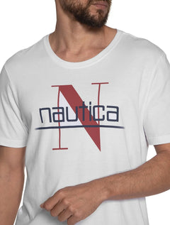 Camiseta Nautica Masculina N Logo Underline Branca