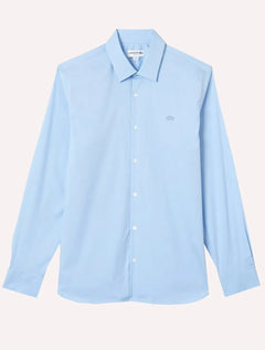 Camisa Lacoste Masculina Slim Fit Popeline Stretch Mono Azul Claro