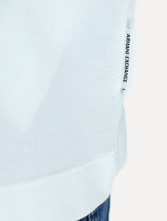 Polo Armani Exchange Masculina Regular Fit Dark Logo Icon AX Off White