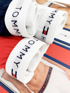 Cueca Tommy Hilfiger Cotton Stretch Brief Vermelha/ Marinho/ Branca Pack 3UN