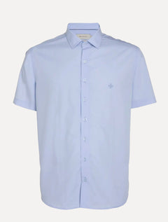 Camisa Dudalina Masculina Manga Curta Slim Wrinkle Free Azul Claro