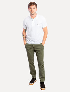 Polo Sergio K Masculina Piquet Grey Logo Branca