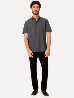 Camisa Dudalina Masculina Manga Curta Slim Wrinkle Free Chumbo