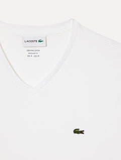 Camiseta Lacoste Masculina Jersey Pima Cotton Gola V Branca
