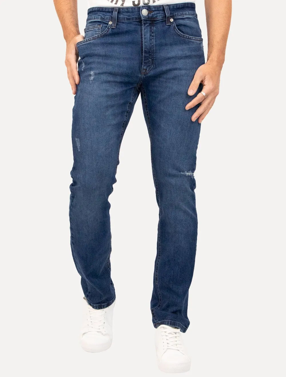 Calça Guess Jeans Masculina Slim Straight Inter Tag Azul Médio