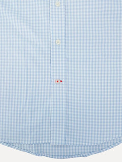 Camisa Tommy Hilfiger Masculina Xadrez Gingham Branca/Azul Claro