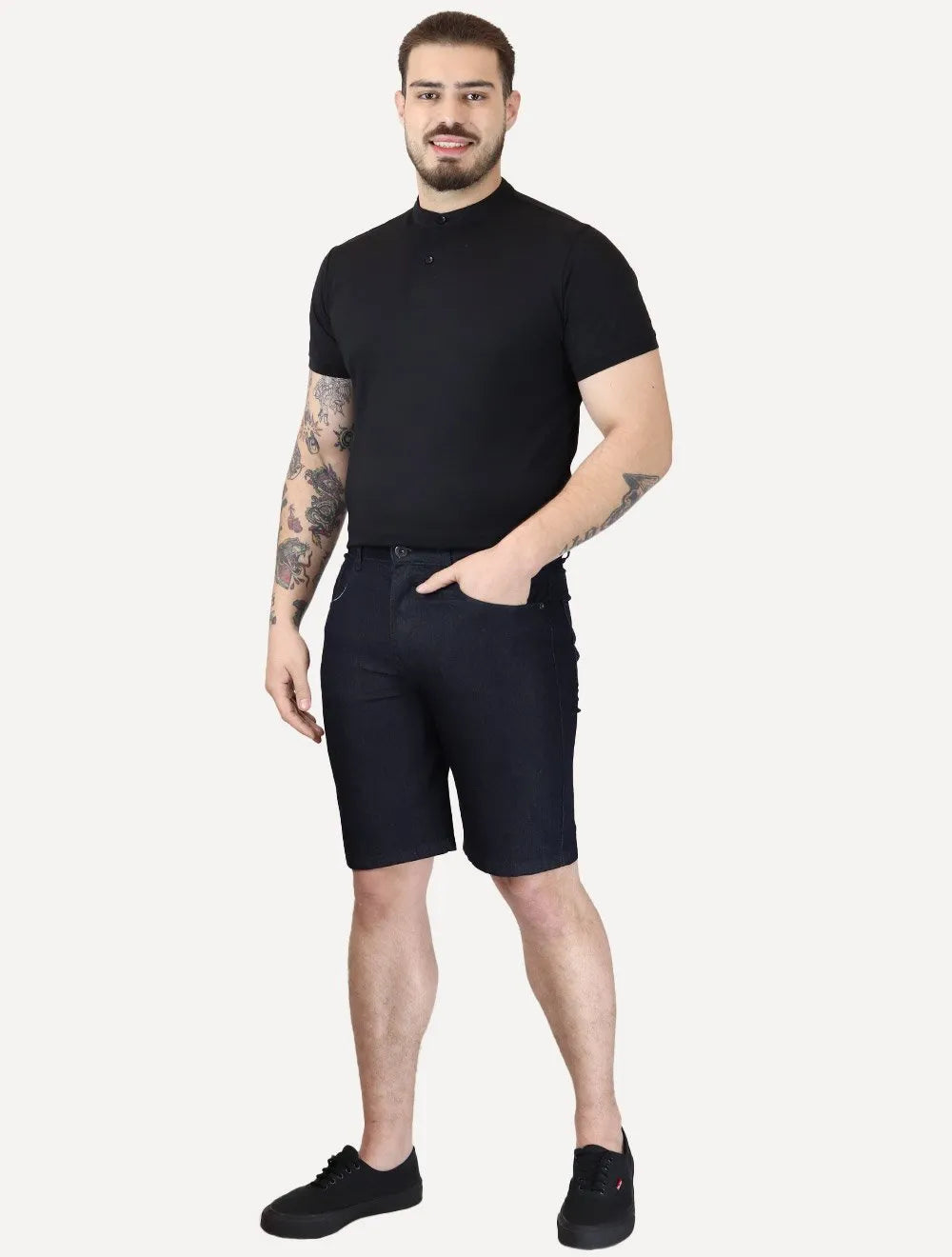 Bermuda Ellus Jeans Masculina First Blue Long Zetex Azul Escuro