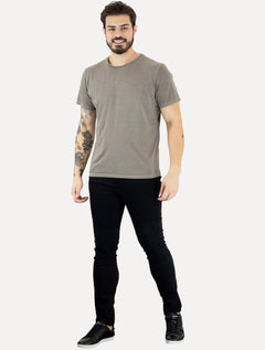 Camiseta Ellus Masculina Cotton Fine Grunge Gothic Classic Cinza Médio