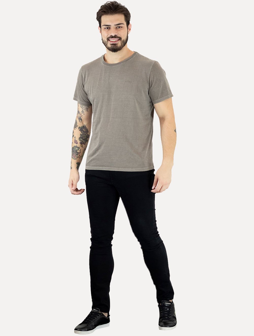 Camiseta Ellus Masculina Cotton Fine Grunge Gothic Classic Cinza Médio