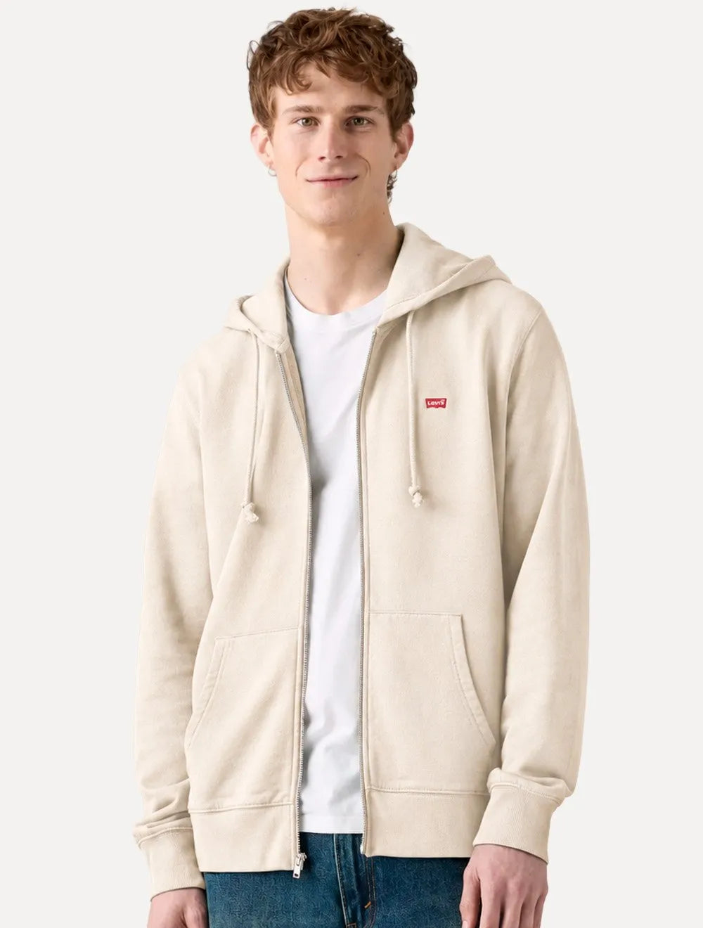 Moletom Levis Masculino Full Zip Hoodie Icon Cáqui Claro