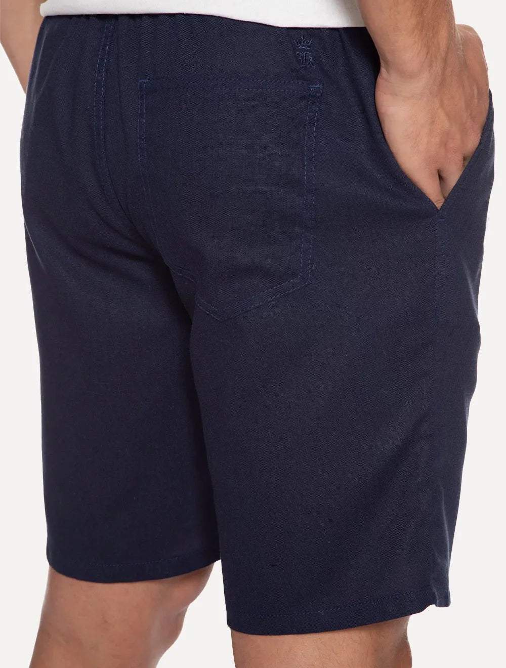 Bermuda Sergio K Masculina Elastico Linho Casual Azul Marinho