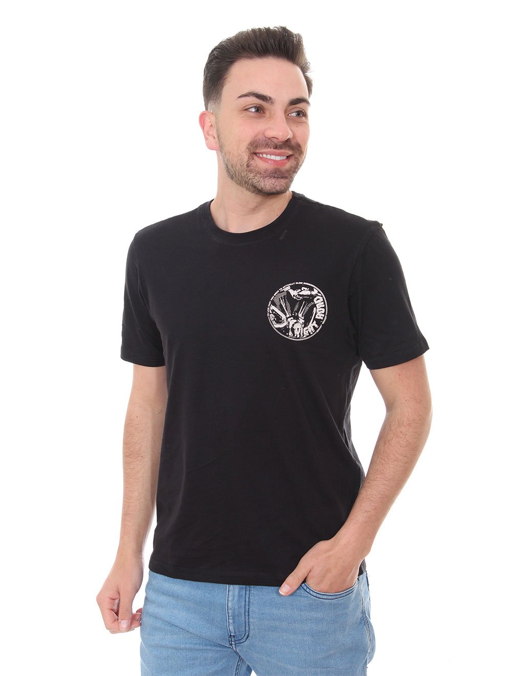 Camiseta John John Masculina Chest Motors Preta