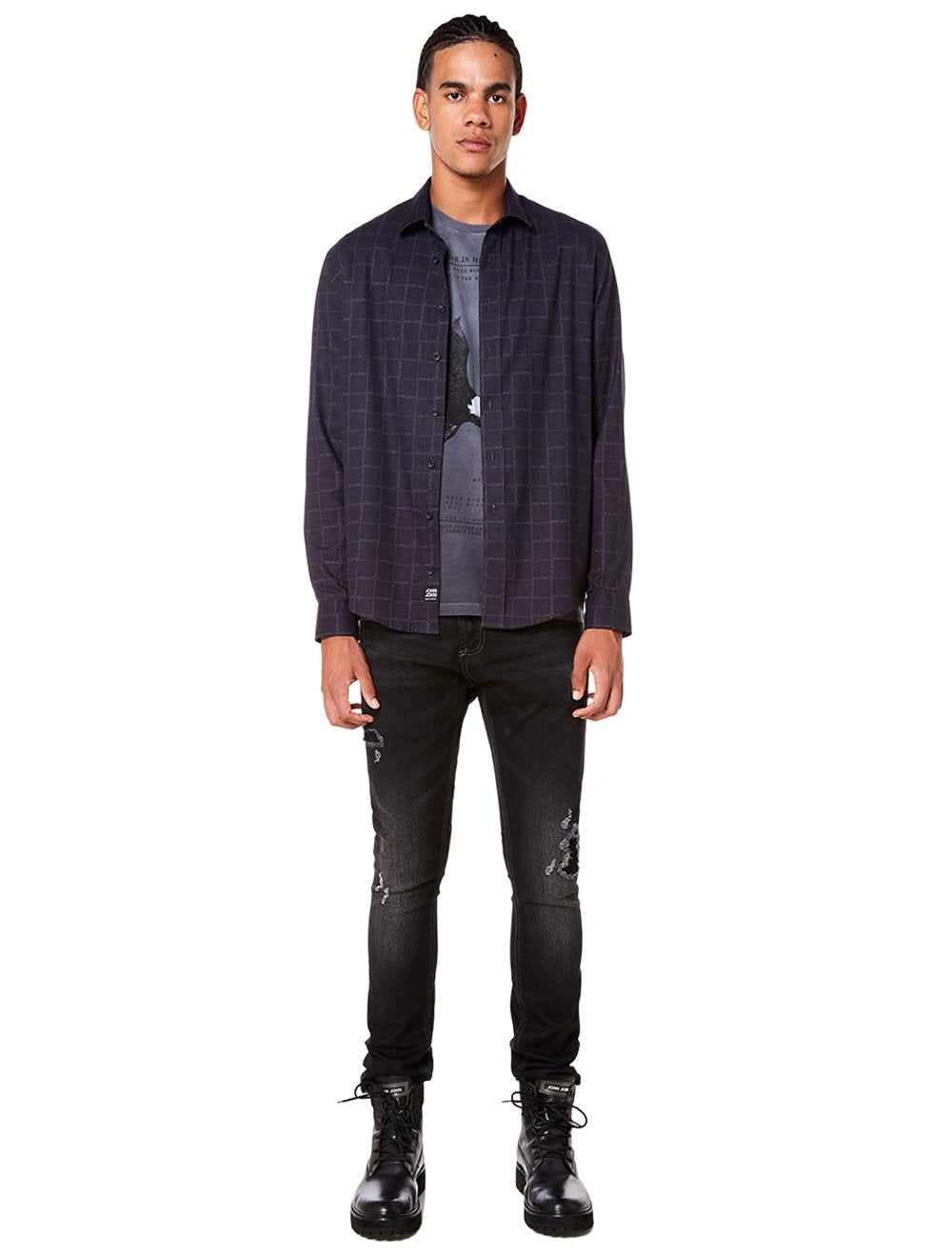 Camisa John John Masculina Relaxed Mini Line Preta