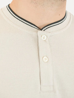 Polo Calvin Klein Masculina Slim Fit Gola Portuguesa Friso Areia