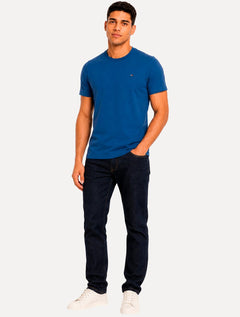 Camiseta Tommy Hilfiger Masculina Pigment Blue Slim Fit Essential Stretch Azul