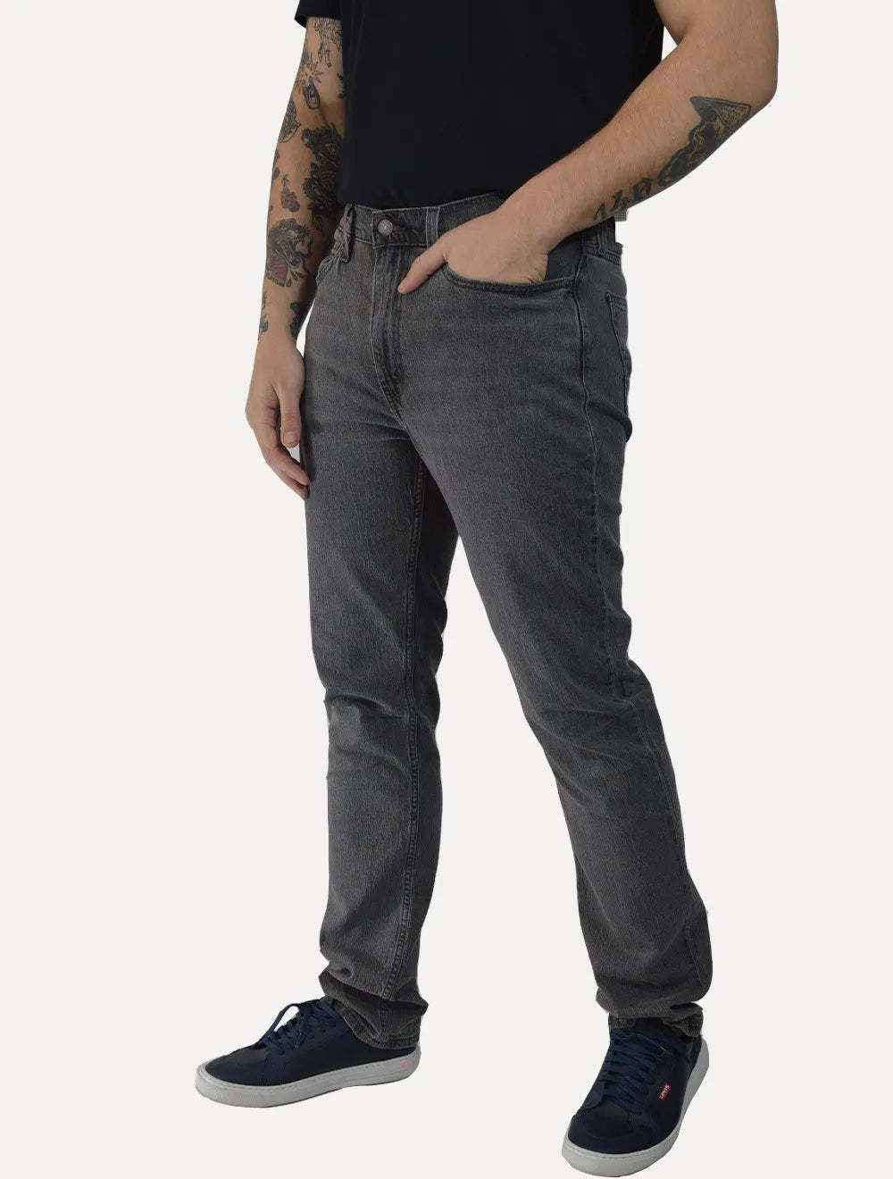 Calça Levis Jeans Masculina 514 Straight Stretch Cool Cinza