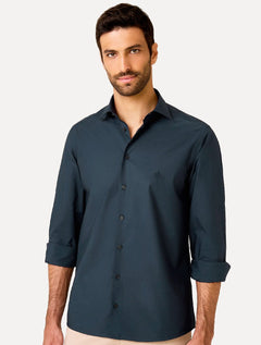 Camisa Dudalina Masculina Slim Superfine Cotton Azul Marinho